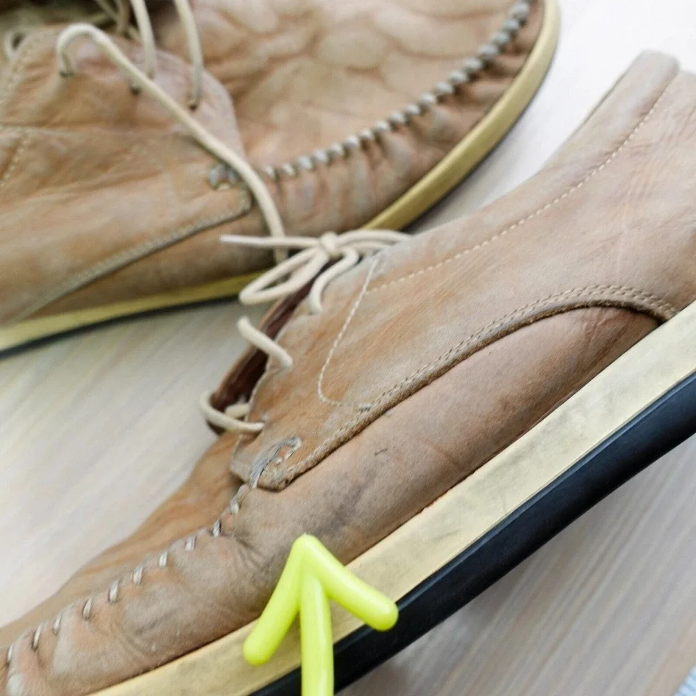 Japanese Whipstitch Boat Shoes Mens 9 Camel Leather Moc Blucher NEORHYTHM TOKYO